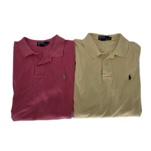 Polo Ralph Lauren Polo Shirt Mens XL Lot of 2  Short Sleeve Yellow Pink Preppy